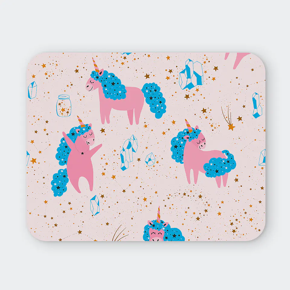 Mousepad 20x24 cm - Diseño Unicornios Cósmicos Rosa 1