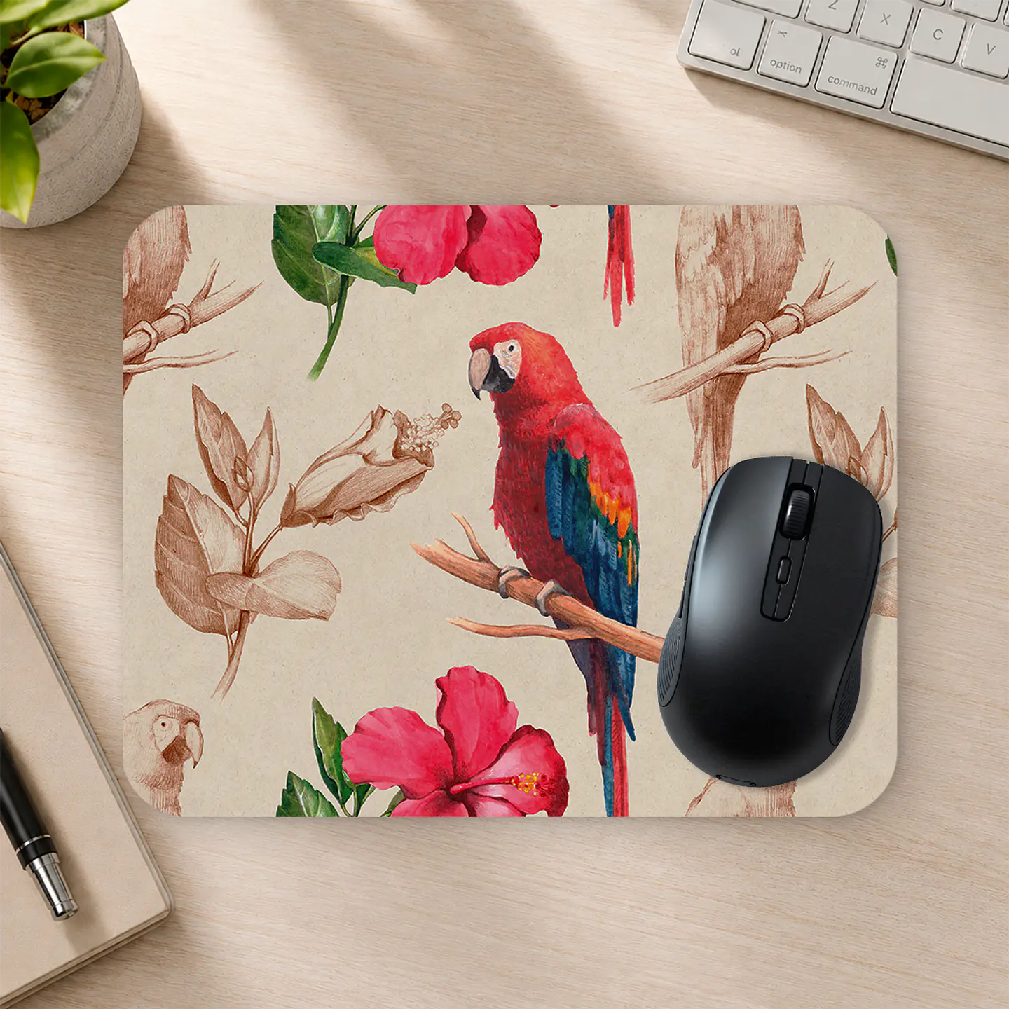 Mousepad 20x24 cm - Diseño Guacamayo Tropical Vintage 2