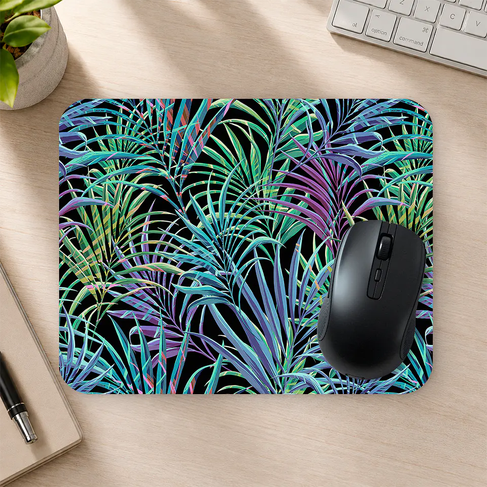 Mousepad 20x24 cm - Diseño Hojas Tropicales Neón 2