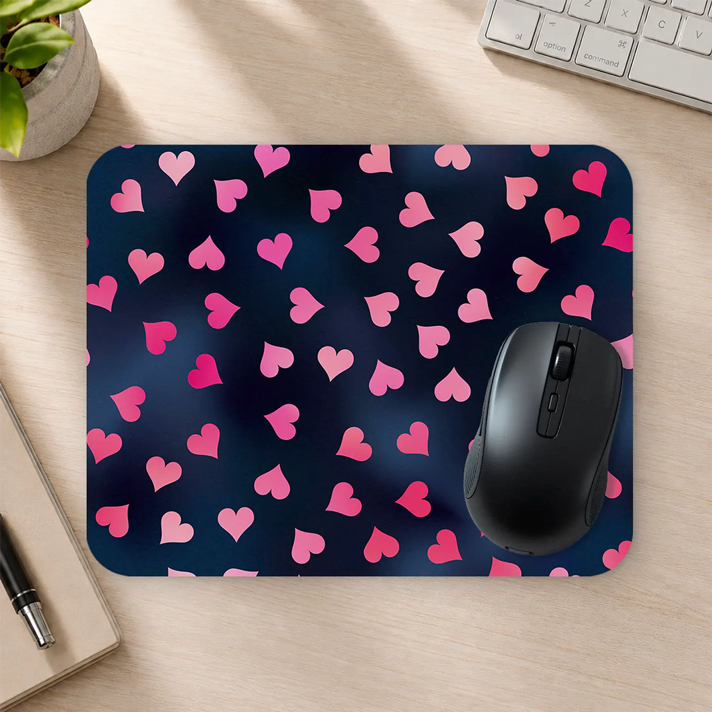 Mousepad 20x24 cm - Diseño Corazones Pink Dark 2