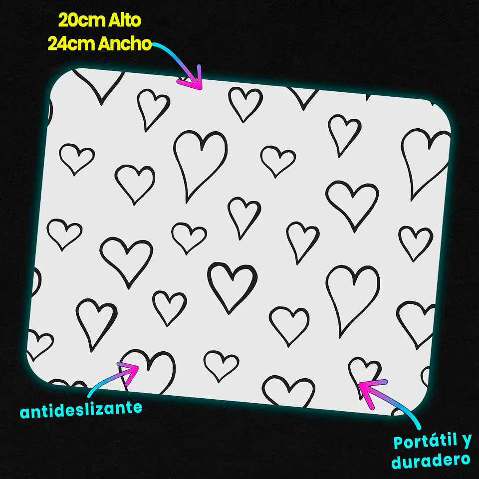 Mousepad 20x24 cm - Diseño Corazones Minimal 3