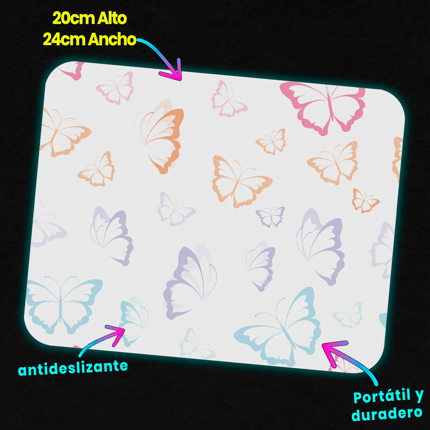 Mousepad 20x24 cm - Diseño Mariposas Soft Pastel 3