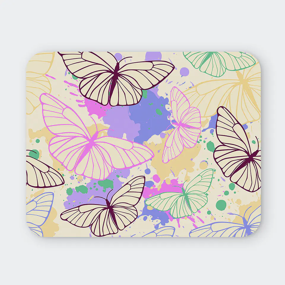 Mousepad 20x24 cm - Diseño Mariposas Acuarela Pastel 1