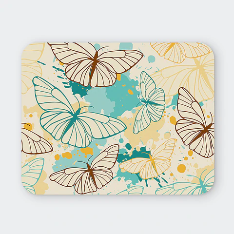 Mousepad 20x24 cm - Diseño Mariposas Acuarela Turquesa