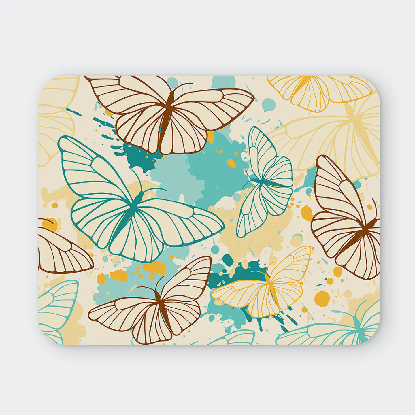 Mousepad 20x24 cm - Diseño Mariposas Acuarela Turquesa 1