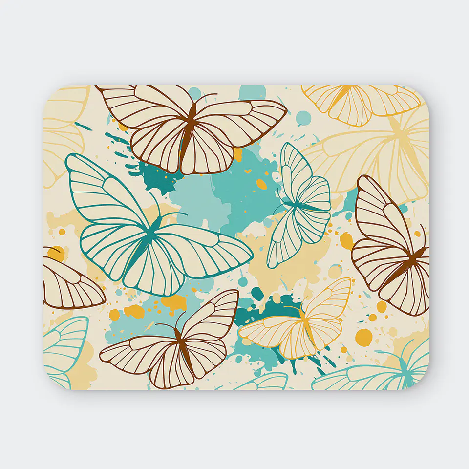 Mousepad 20x24 cm - Diseño Mariposas Acuarela Turquesa 1