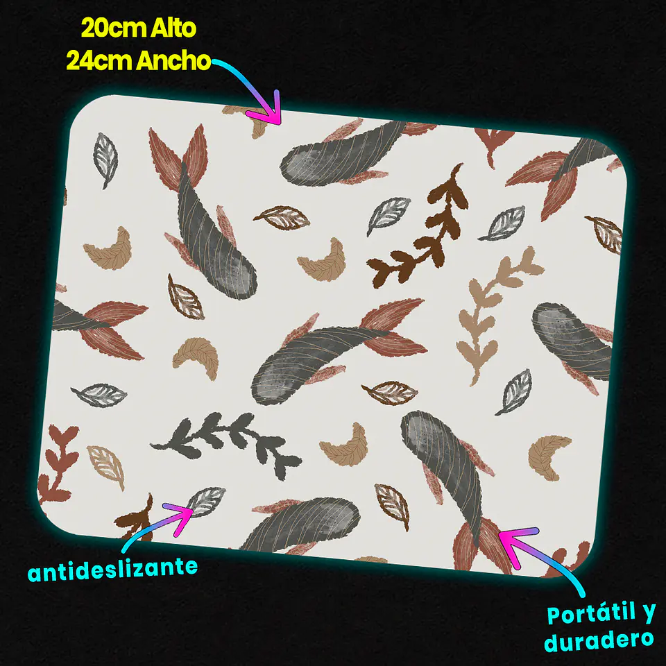 Mousepad 20x24 cm - Diseño Hojas Otoñales 3