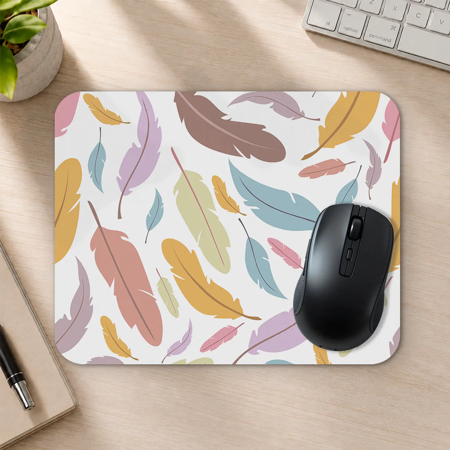 Mousepad 20x24 cm - Diseño Plumas Pastel 2
