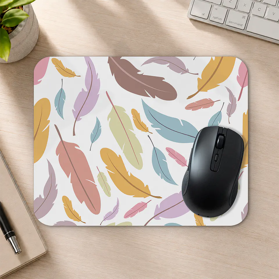 Mousepad 20x24 cm - Diseño Plumas Pastel 2