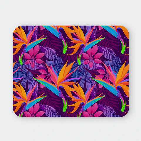Mousepad 20x24 cm - Diseño Flores Tropicales Neón