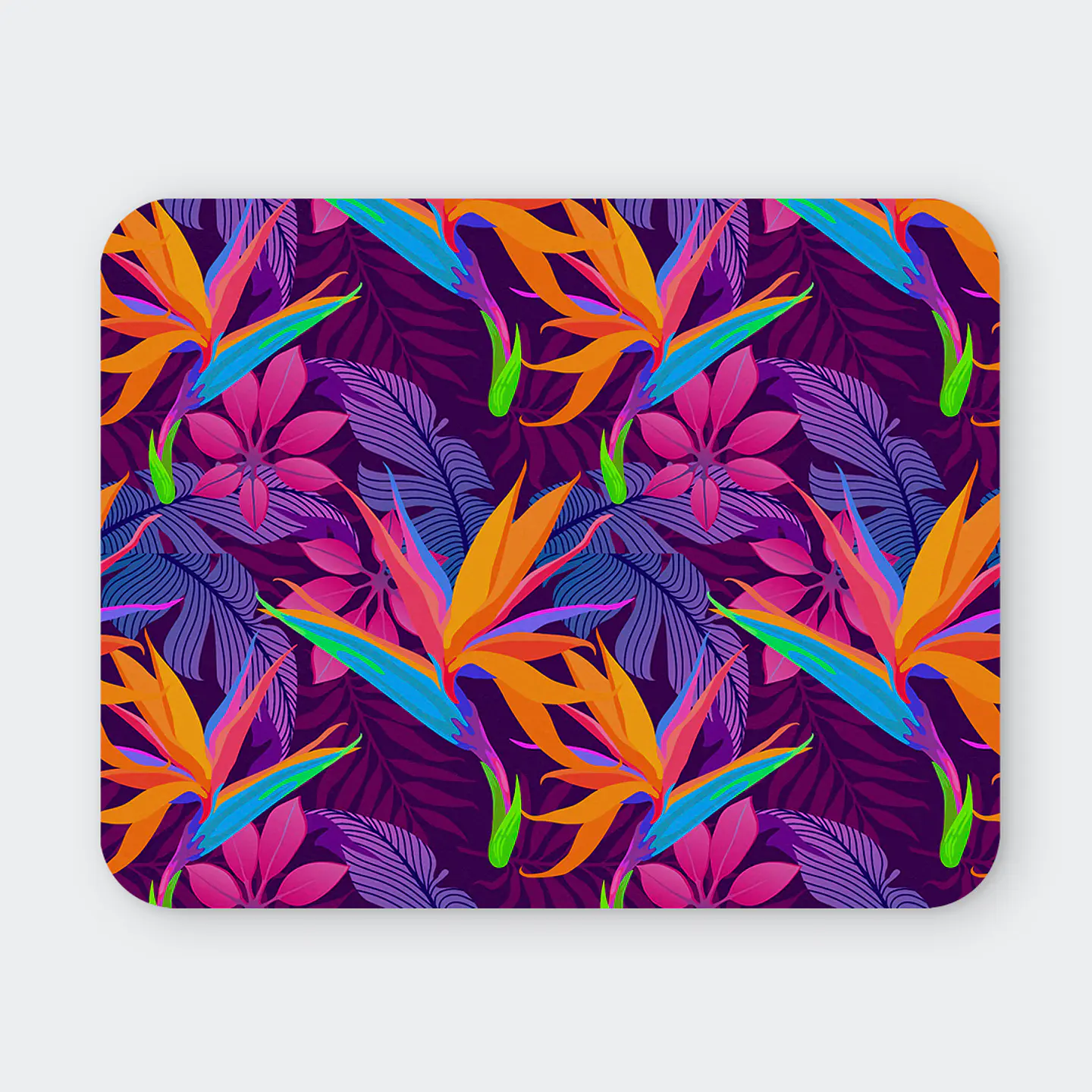 Mousepad 20x24 cm - Diseño Flores Tropicales Neón 1