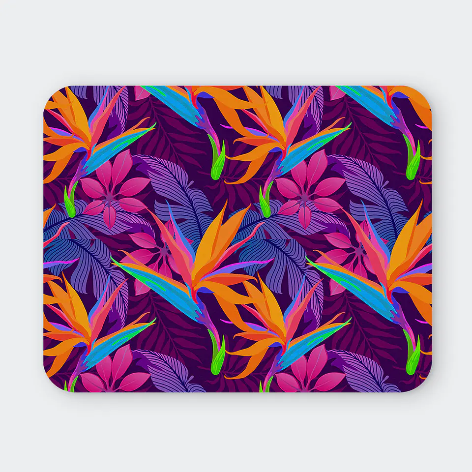 Mousepad 20x24 cm - Diseño Flores Tropicales Neón 1