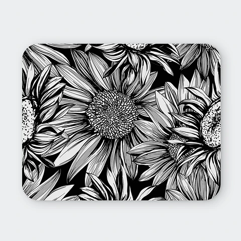 Mousepad 20x24 cm - Diseño Girasoles Monocromo