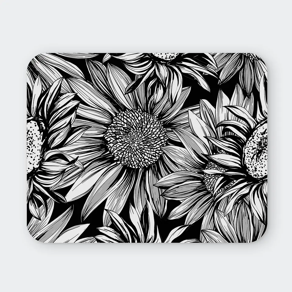 Mousepad 20x24 cm - Diseño Girasoles Monocromo 1