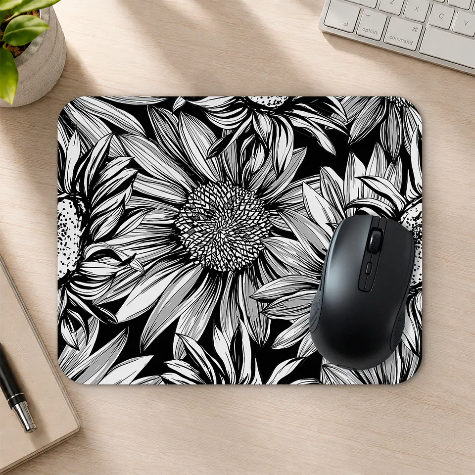 Mousepad 20x24 cm - Diseño Girasoles Monocromo 2