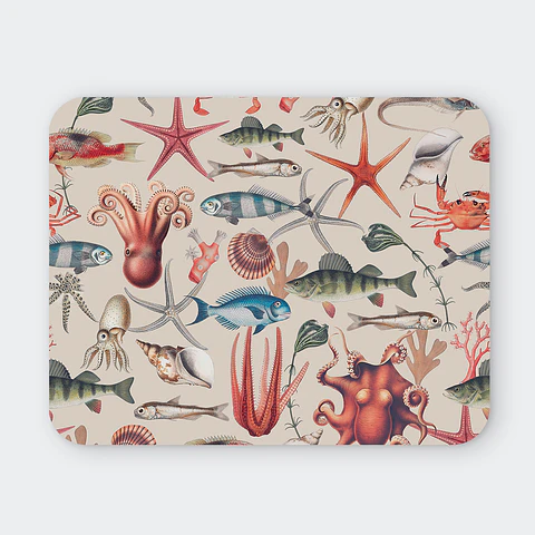 Mousepad 20x24 cm - Diseño Vida Marina Vintage