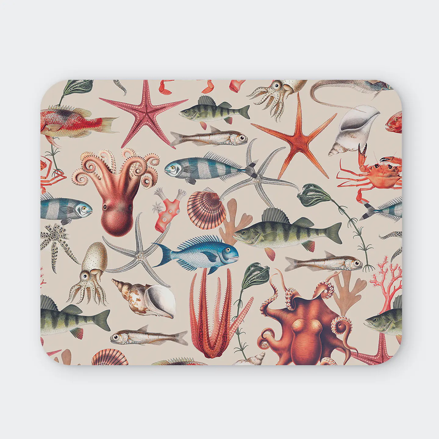 Mousepad 20x24 cm - Diseño Vida Marina Vintage 1