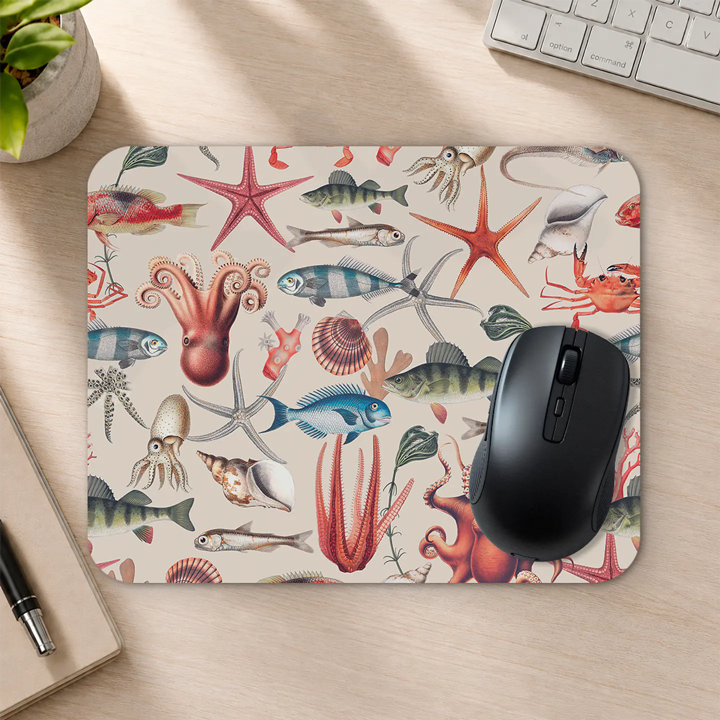 Mousepad 20x24 cm - Diseño Vida Marina Vintage 2
