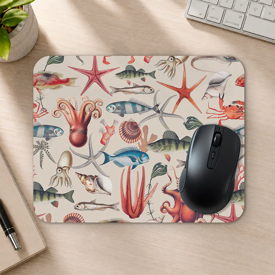 Mousepad 20x24 cm - Diseño Vida Marina Vintage 2