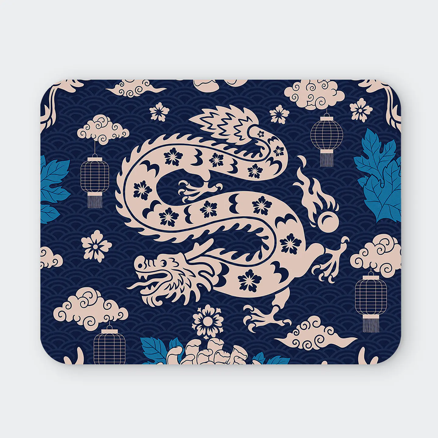 Mousepad 20x24 cm - Diseño Dragón Oriental Azul 1