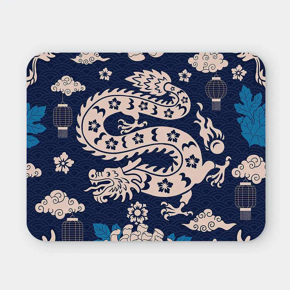 Mousepad 20x24 cm - Diseño Dragón Oriental Azul 1