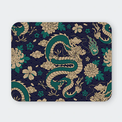 Mousepad 20x24 cm - Diseño Dragón Oriental Turquesa