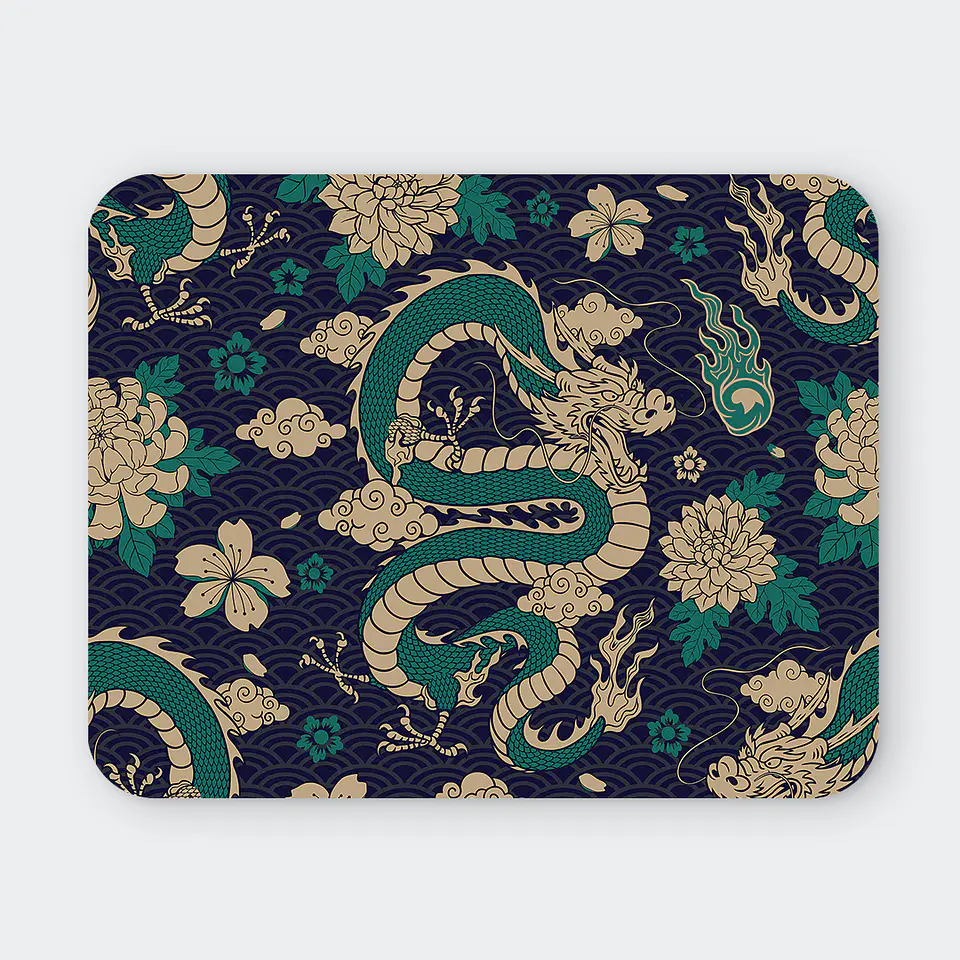 Mousepad 20x24 cm - Diseño Dragón Oriental Turquesa 1
