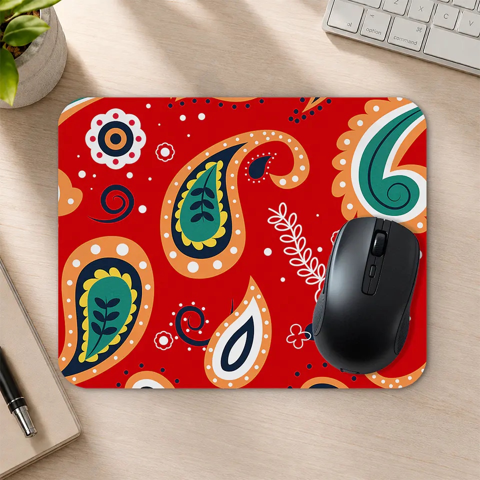 Mousepad 20x24 cm - Diseño Paisley Rojo 2