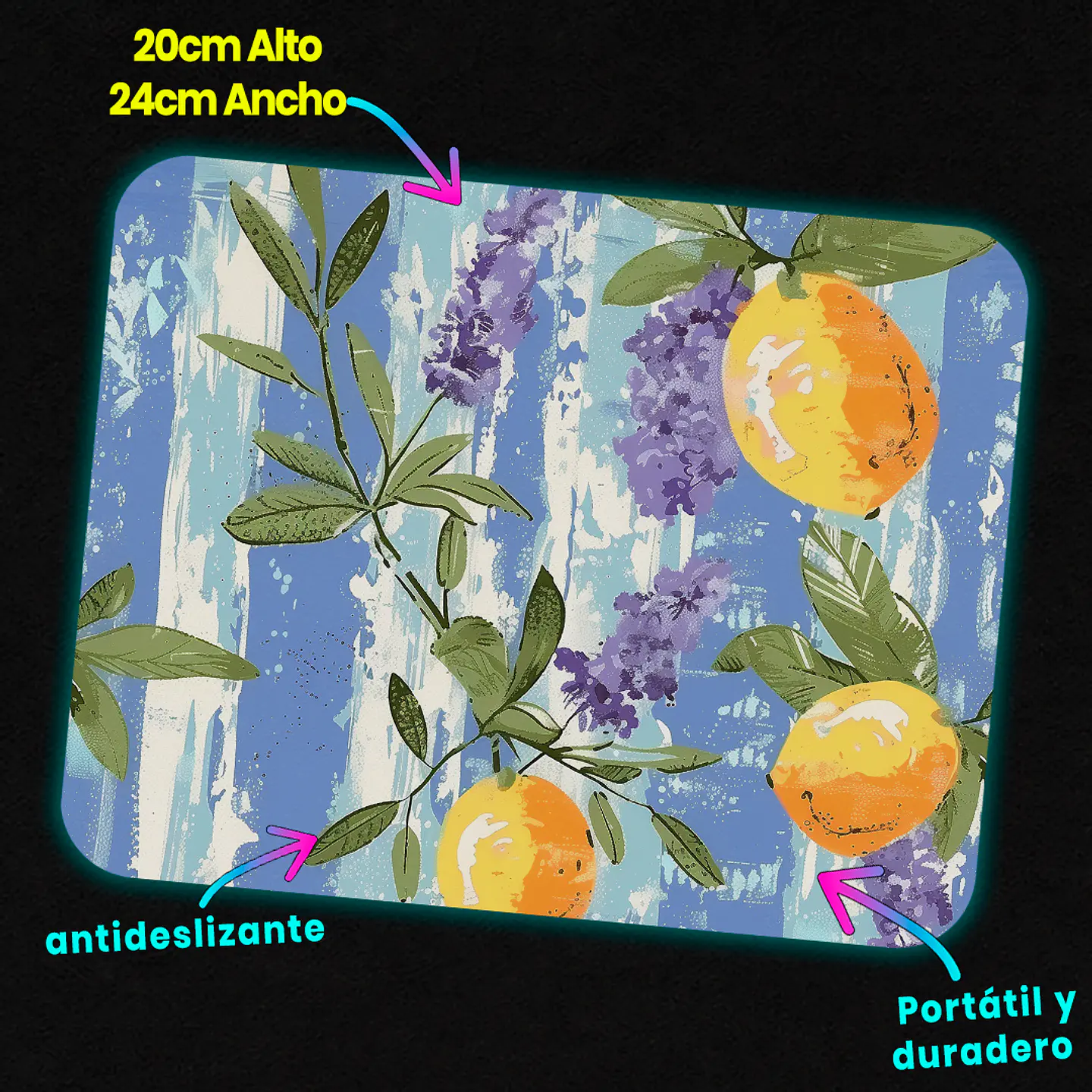 Mousepad 20x24 cm - Diseño Limones Mediterráneos 3