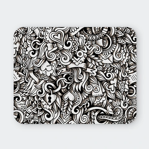 Mousepad 20x24 cm - Diseño Doodle Love Monocromo