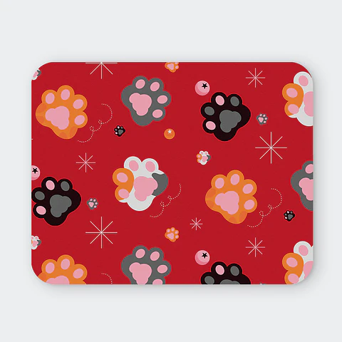 Mousepad 20x24 cm - Diseño Patitas Cute Rojo