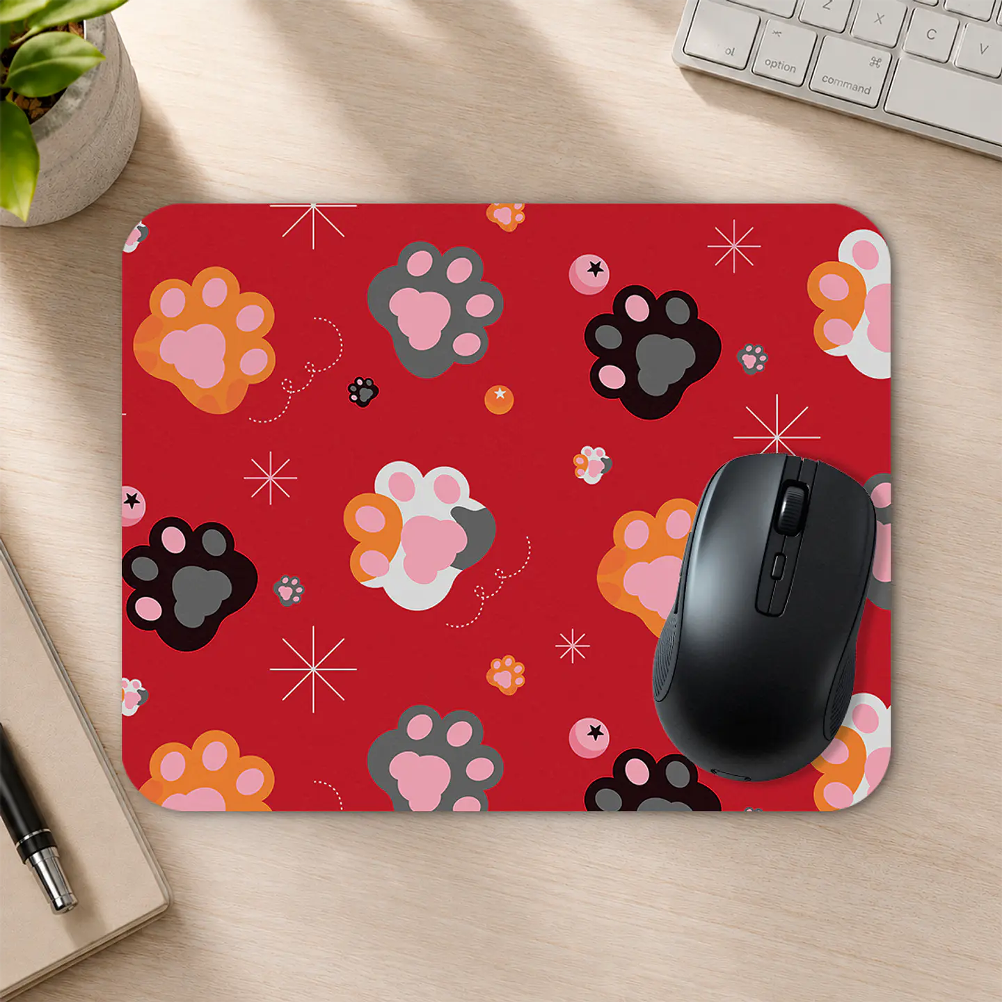 Mousepad 20x24 cm - Diseño Patitas Cute Rojo 2