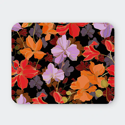 Mousepad 20x24 cm - Diseño Flores Elegantes Dark
