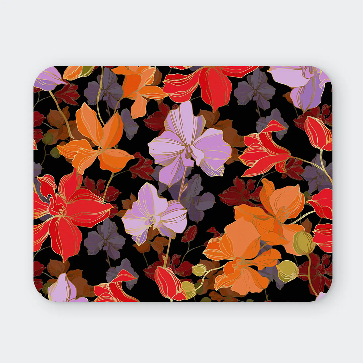 Mousepad 20x24 cm - Diseño Flores Elegantes Dark 1