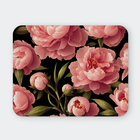 Mousepad 20x24 cm - Diseño Peonías Rosadas Dark