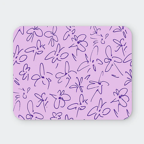 Mousepad 20x24 cm - Diseño Flores Lineales Lila