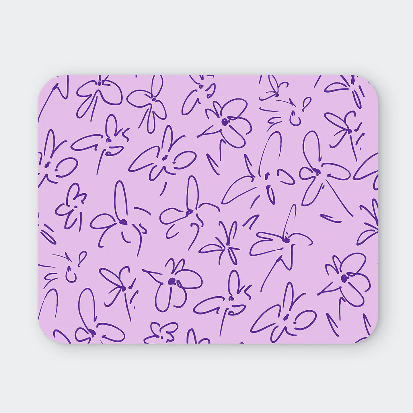 Mousepad 20x24 cm - Diseño Flores Lineales Lila 1