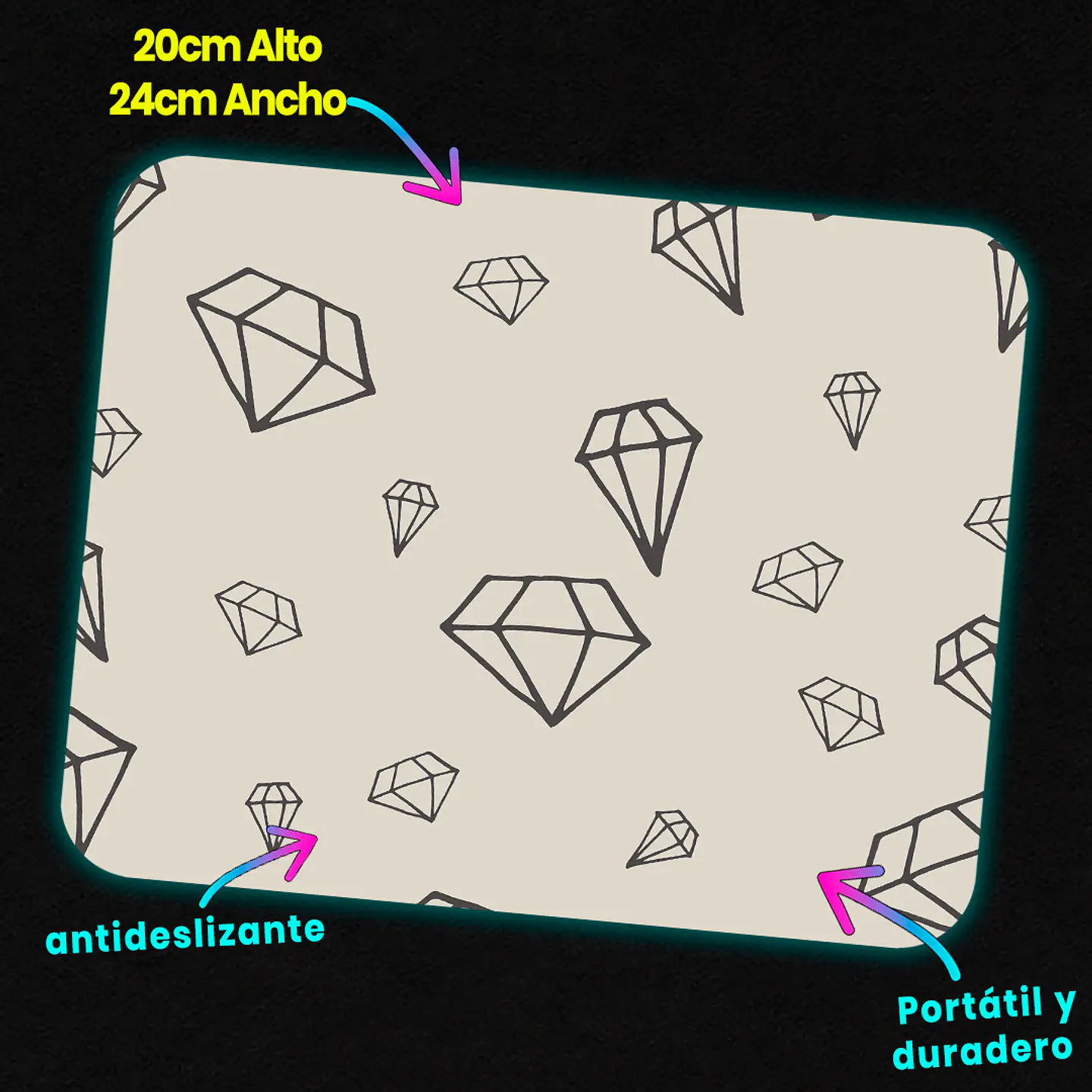 Nombre: Mousepad 20x24 cm - Diseño Diamantes Minimal 3