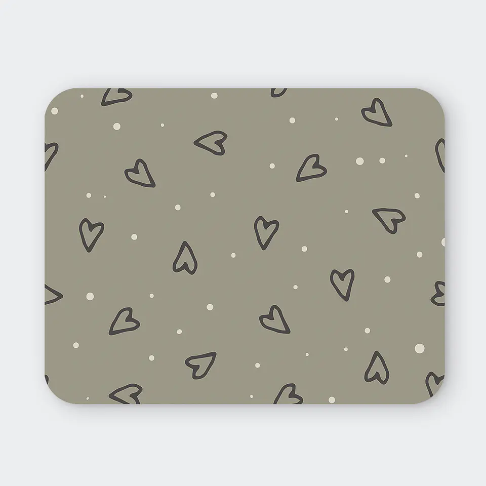 Mousepad 20x24 cm - Diseño Corazones Gris Soft 1