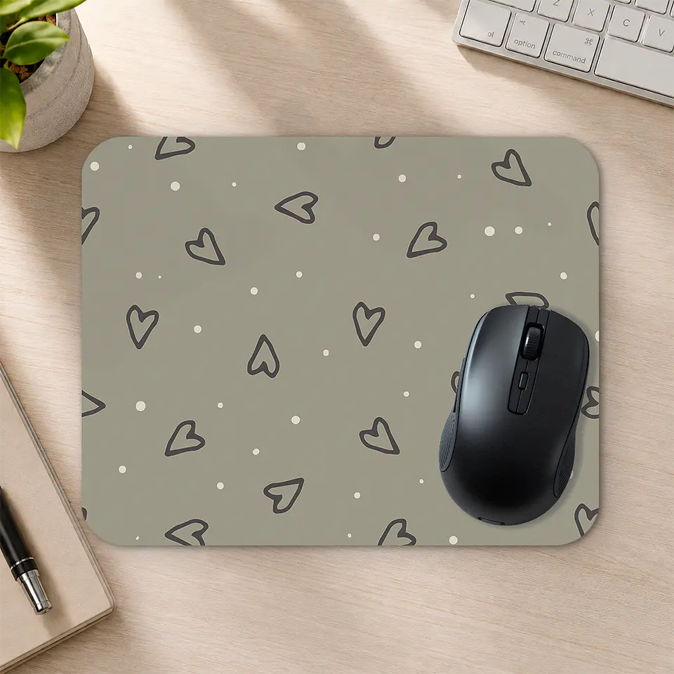 Mousepad 20x24 cm - Diseño Corazones Gris Soft 2