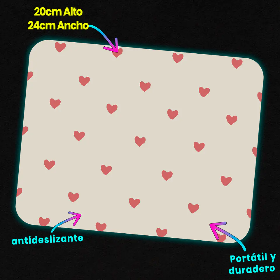 Mousepad 20x24 cm - Diseño Corazones Beige Minimal 3