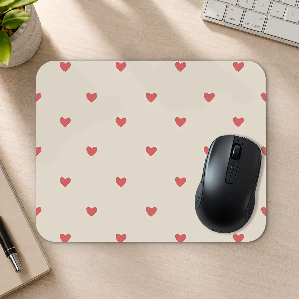 Mousepad 20x24 cm - Diseño Corazones Beige Minimal 2