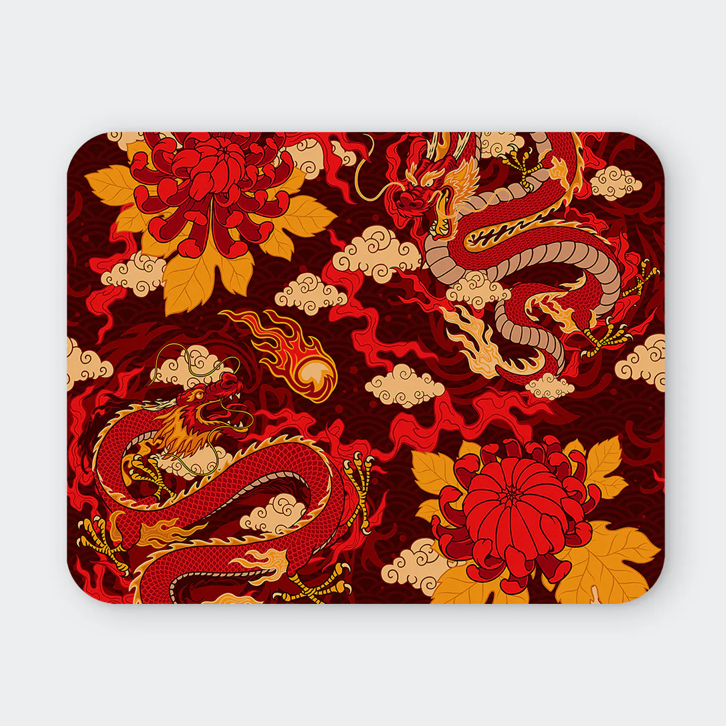 Mousepad 20x24 cm - Diseño Dragones Rojos Orientales 1