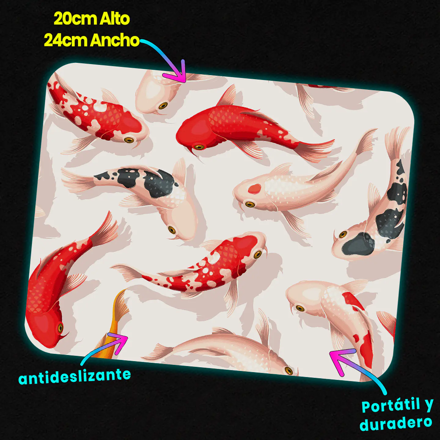 Mousepad 20x24 cm - Diseño Peces Koi Sakura 3