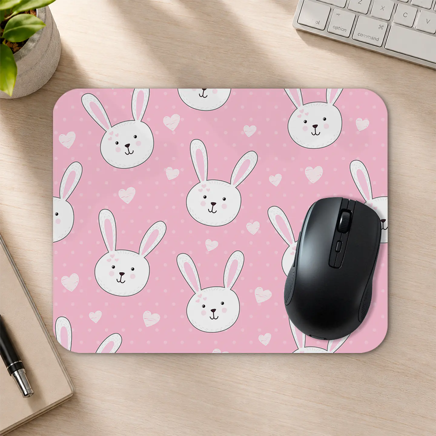 Mousepad 20x24 cm - Diseño Conejitos Pink Cute 2