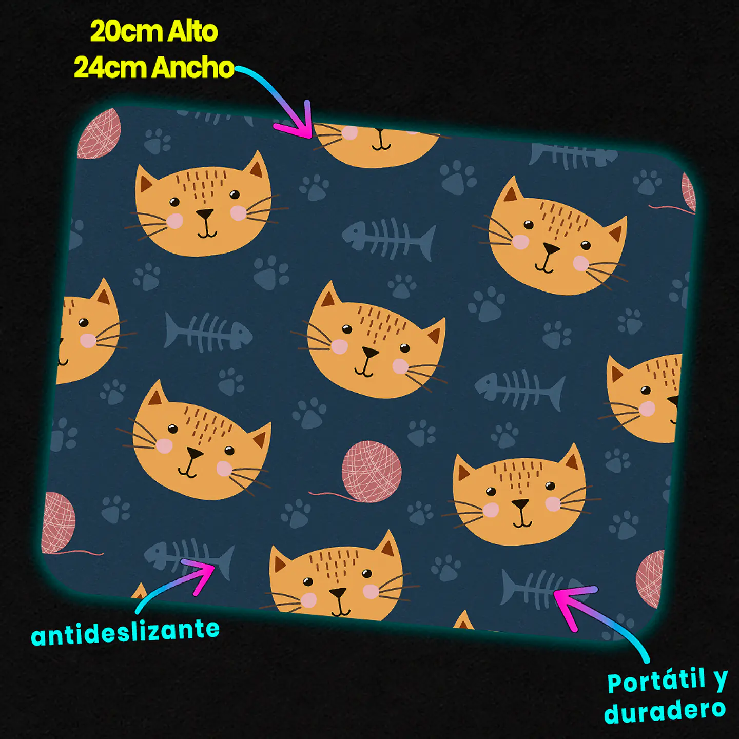 Mousepad 20x24 cm - Diseño Gatitos Blue Cute 3