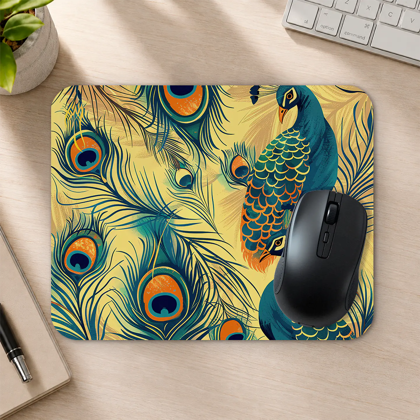 Mousepad 20x24 cm - Diseño Pavo Real Vintage 2