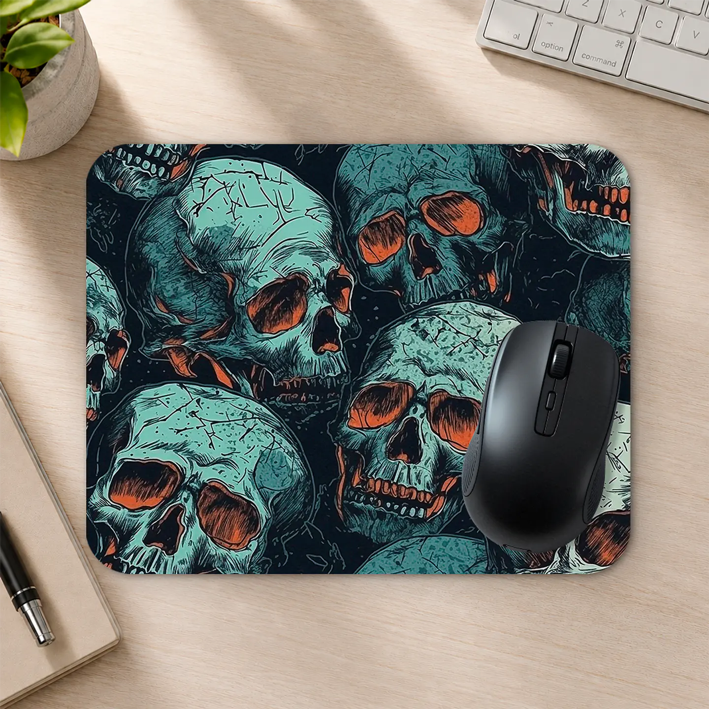 Mousepad 20x24 cm - Diseño Calaveras Turquesa Dark 2