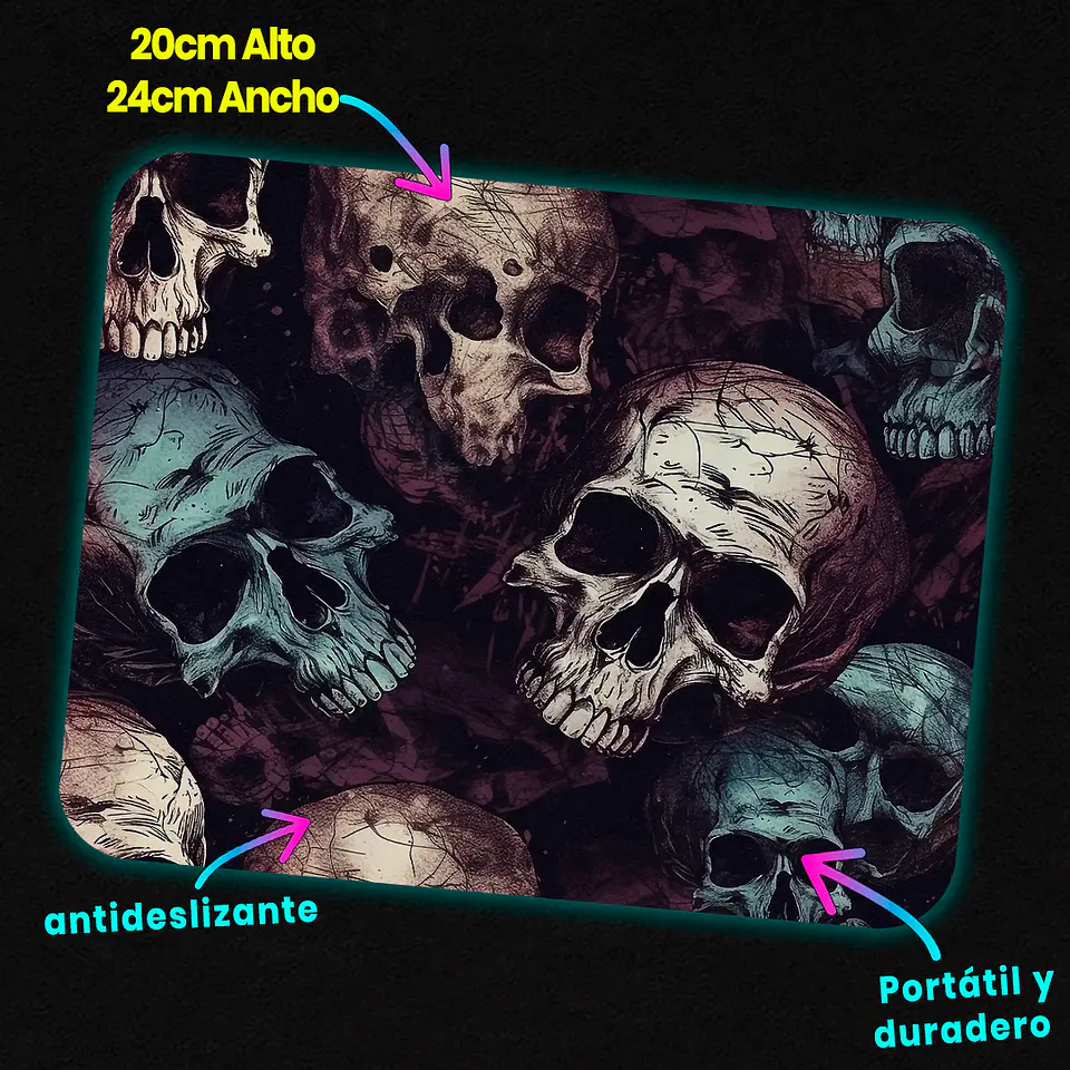 Mousepad 20x24 cm - Diseño Calaveras Oscuras Vintage 3