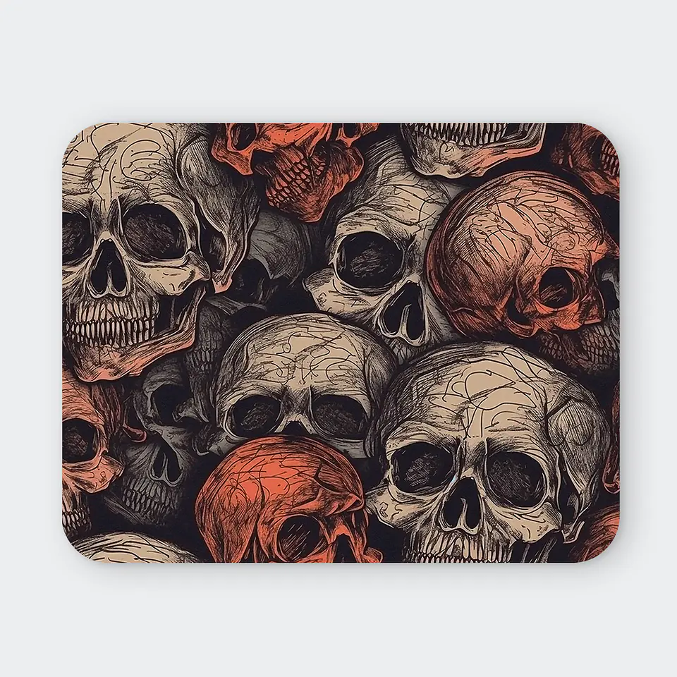 Mousepad 20x24 cm - Diseño Calaveras Rojas Vintage 1